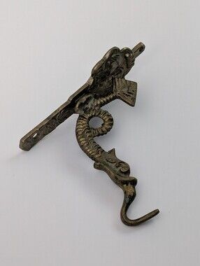 Antique Vintage Dutch Brass Sea Serpent Wall Hanger Hook - Hanging Hook